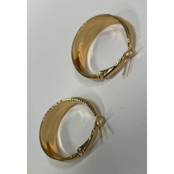 Gold Hinged Hoop Earrings. wa403 - Picture 2 of 3